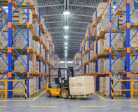 Forklifts in a warehouse